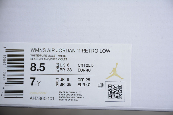 Air Jordan 11 Retro Low " Pure Violet " AH7860-101